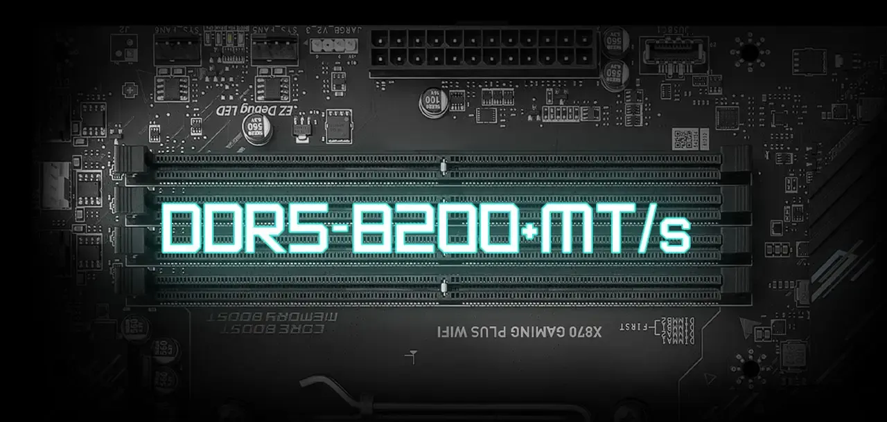 DDR5 memory slots on the MSI X870 motherboard supporting high-speed performance