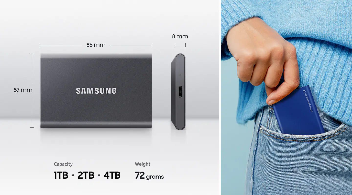 Buy Samsung T7 2TB Portable SSD - Fast & Reliable Storage - Blue