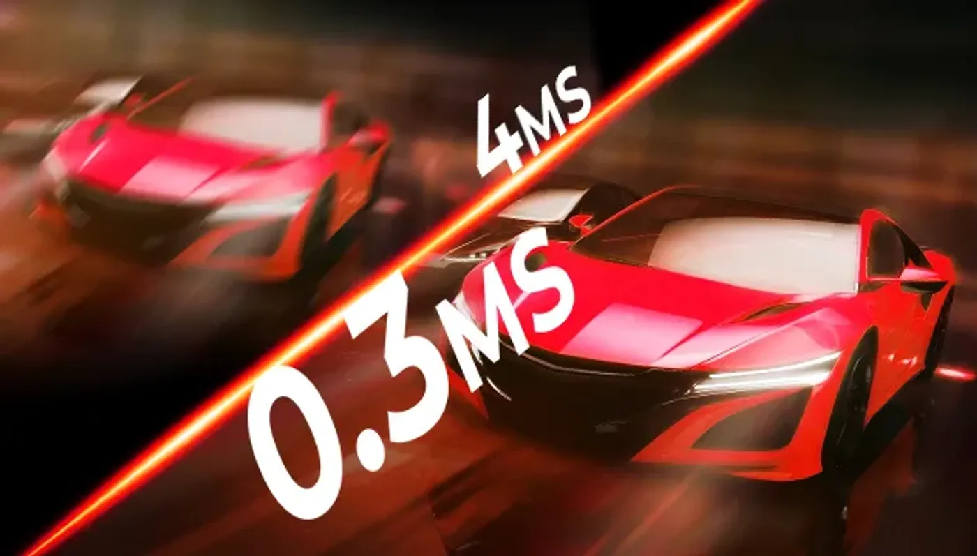 Monitor display showing crisp motion with 0.3ms response time