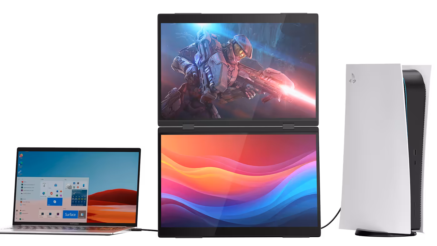 Simplified one-cable setup for dual-screen monitor configuration