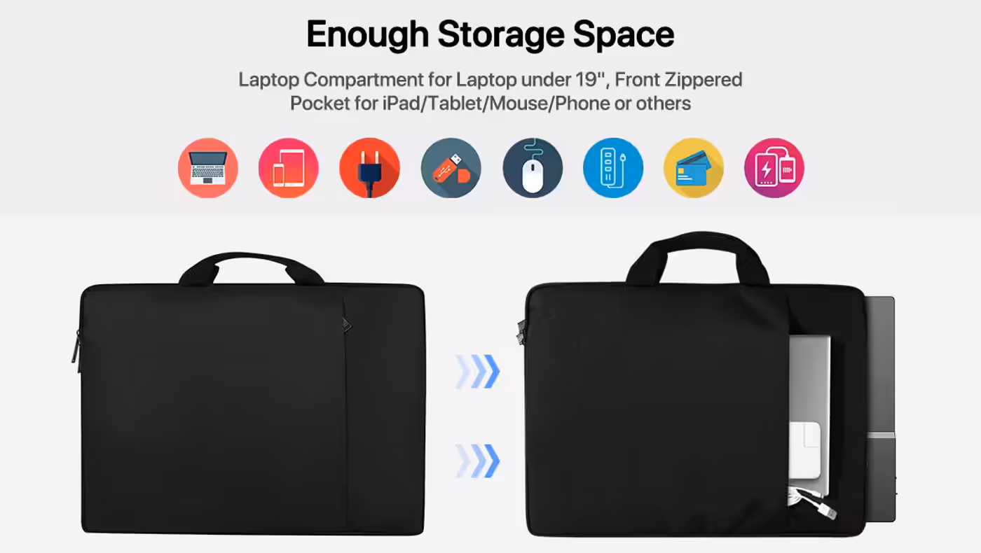 Internal storage compartment for laptops, tablets, and charging gear