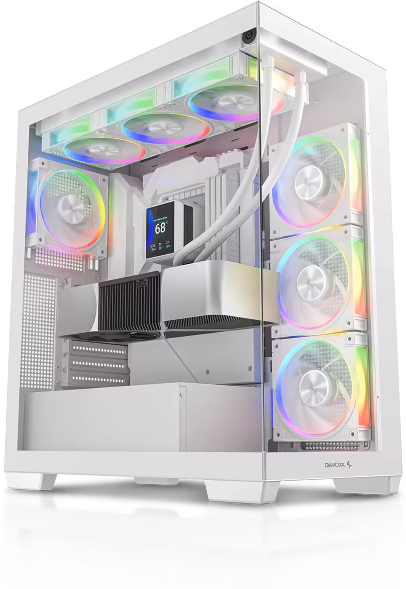 Tempered glass case showing uninterrupted panoramic interior visibility