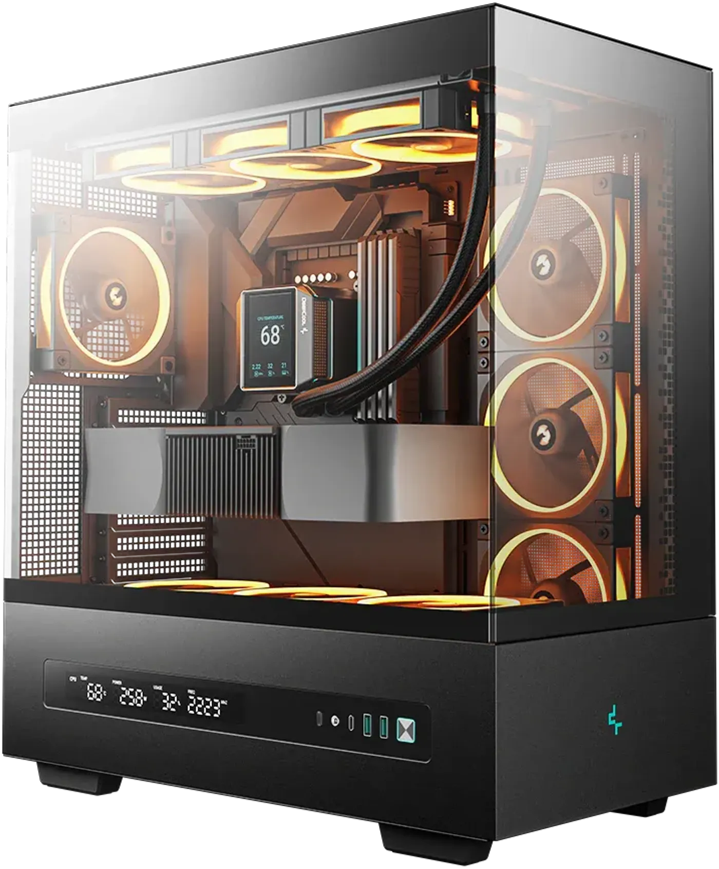 Internal layout of CH690 DIGITAL showing PSU, GPU, and drive bay support