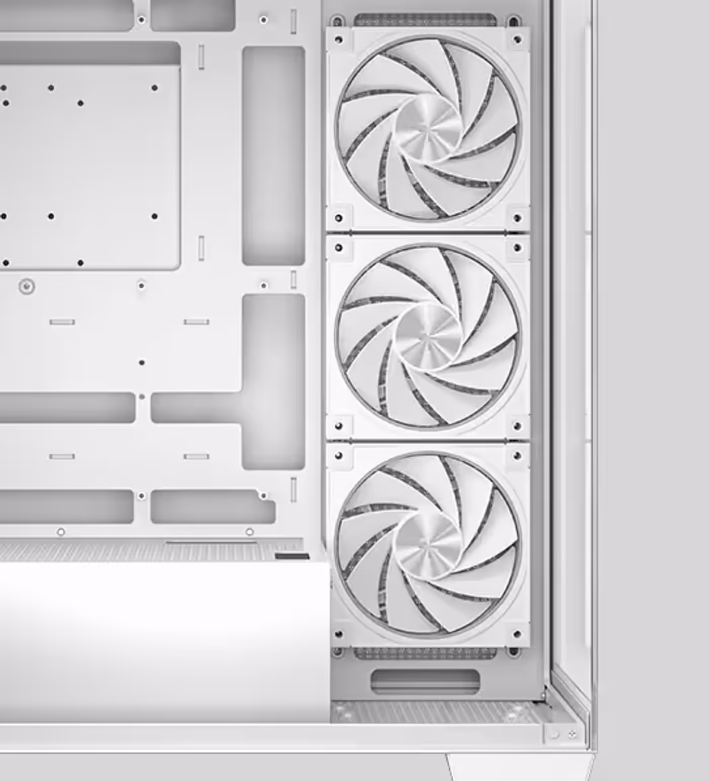 Cooling system with ARGB fans installed for airflow and lighting effects