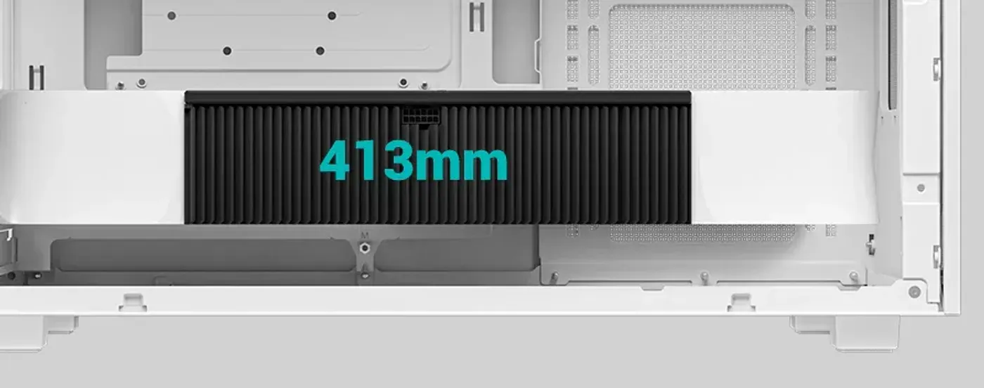 CH260 WH showcasing internal layout with room for extended GPUs