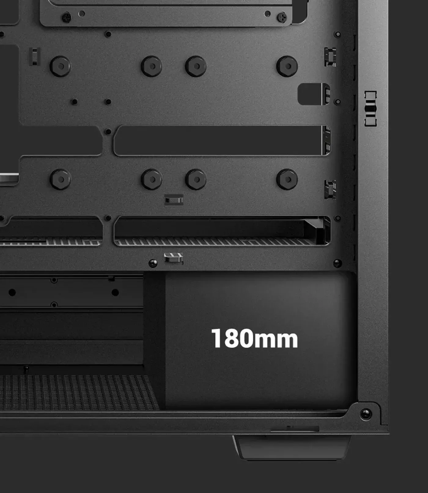 Front I O panel and GPU support features of CH690 DIGITAL case