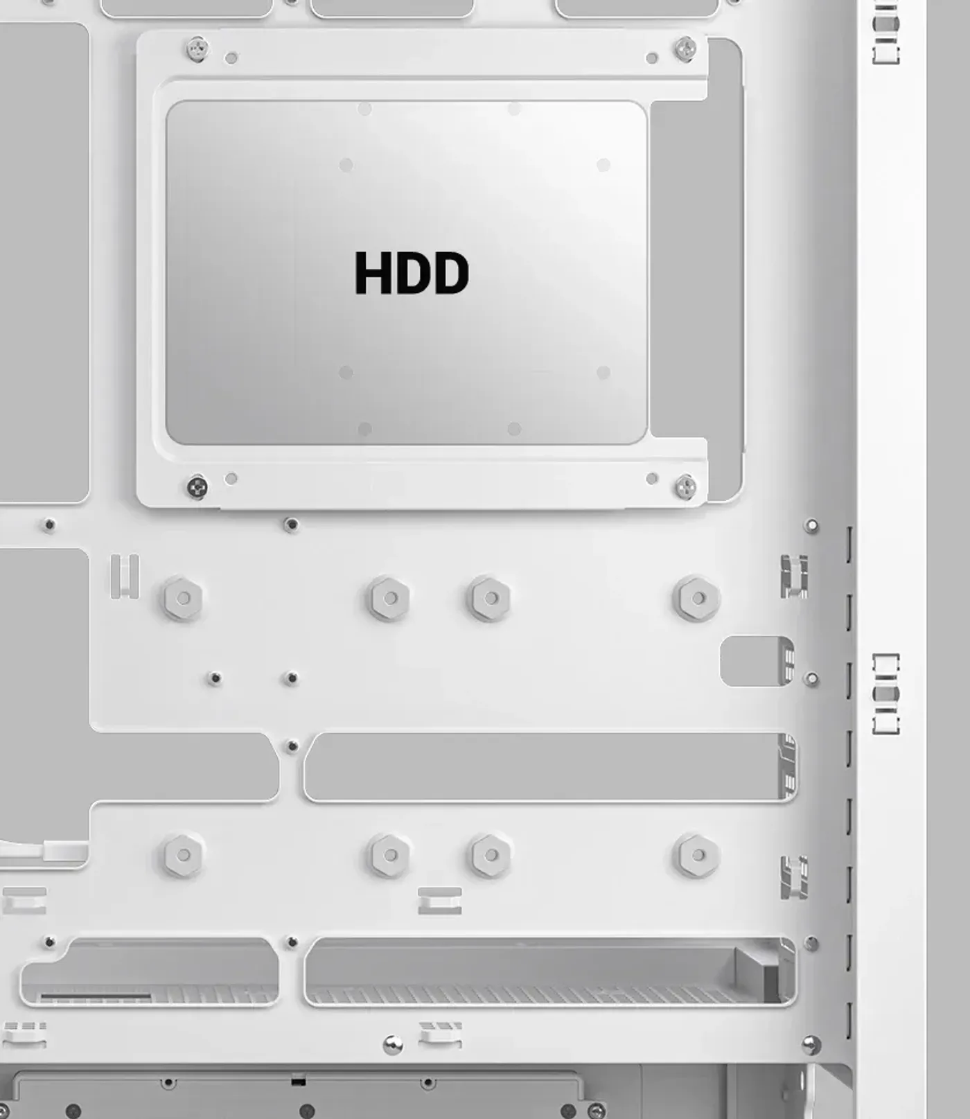 CH690 DIGITAL WH internal layout showing GPU PSU and expansion slot support