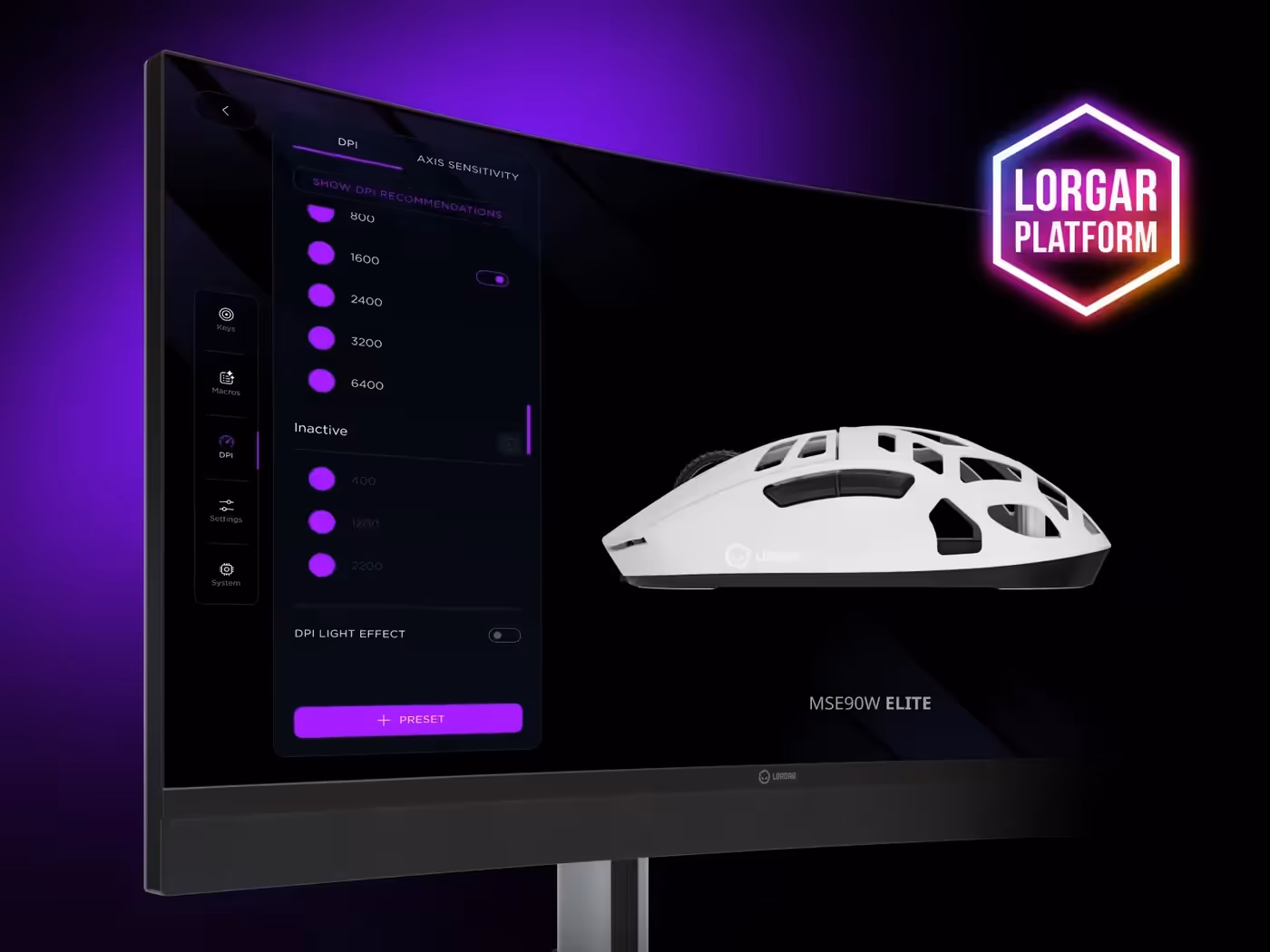 LORGAR PLATFORM customization interface with automatic game detection features