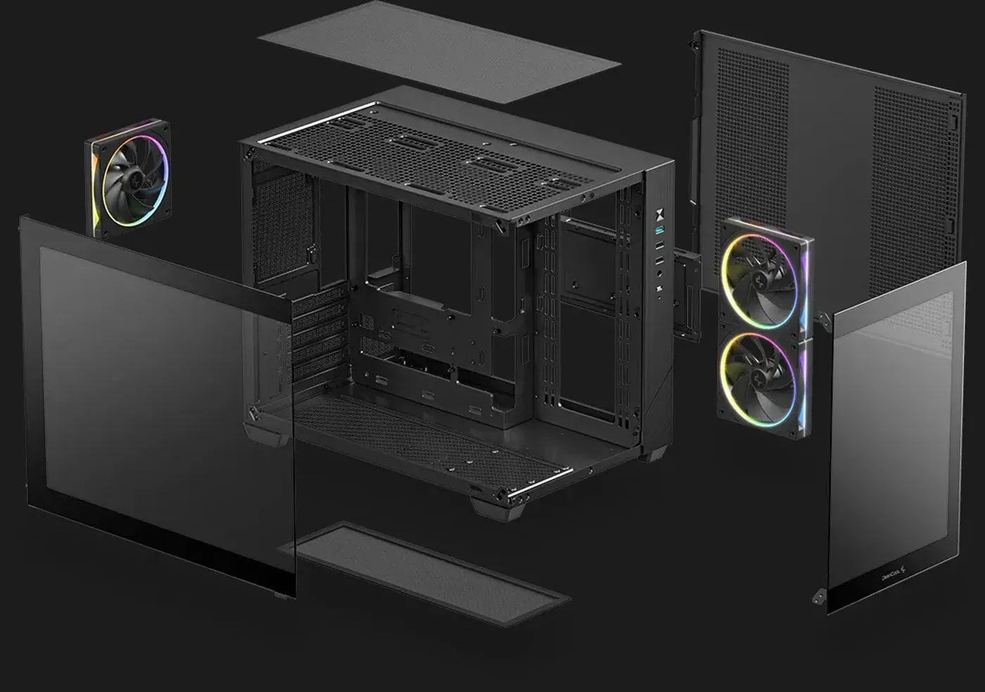 Three fan airflow configuration delivering balanced horizontal cooling