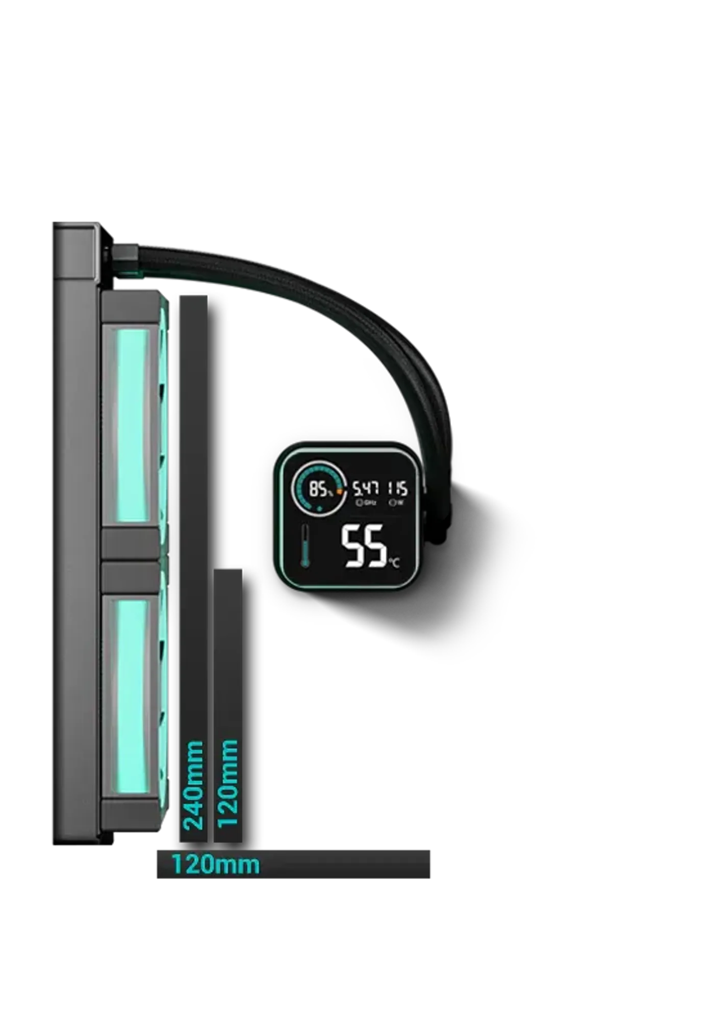Detailed CH170 PLUS cooling support diagram including radiator and fan placements