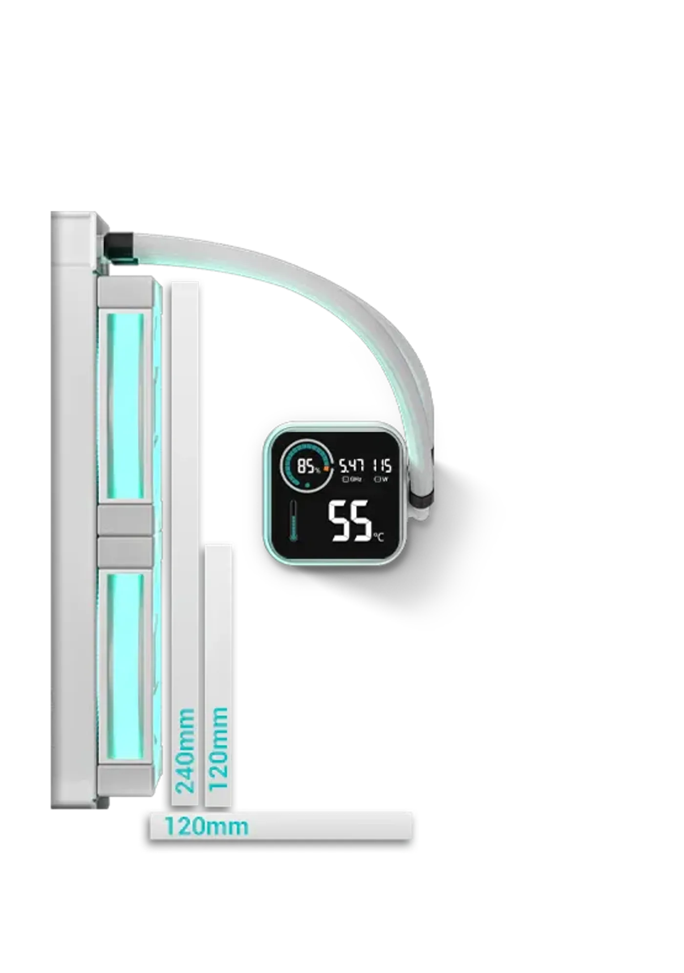 CH170 PLUS WH radiator and fan configuration diagram showing supported placements