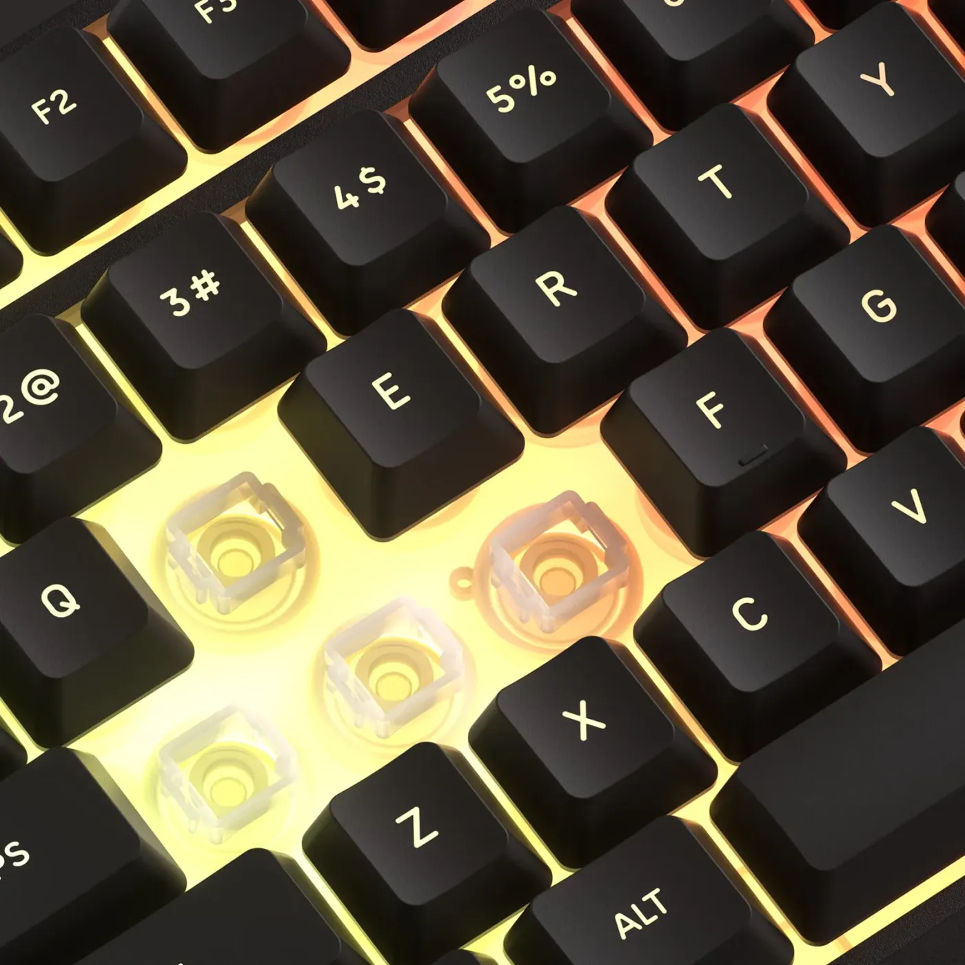 K55 CORE TKL membrane keys with responsive input detection