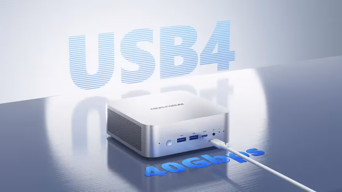 USB4 technology demonstration highlighting 40Gbps speeds and high-wattage power delivery