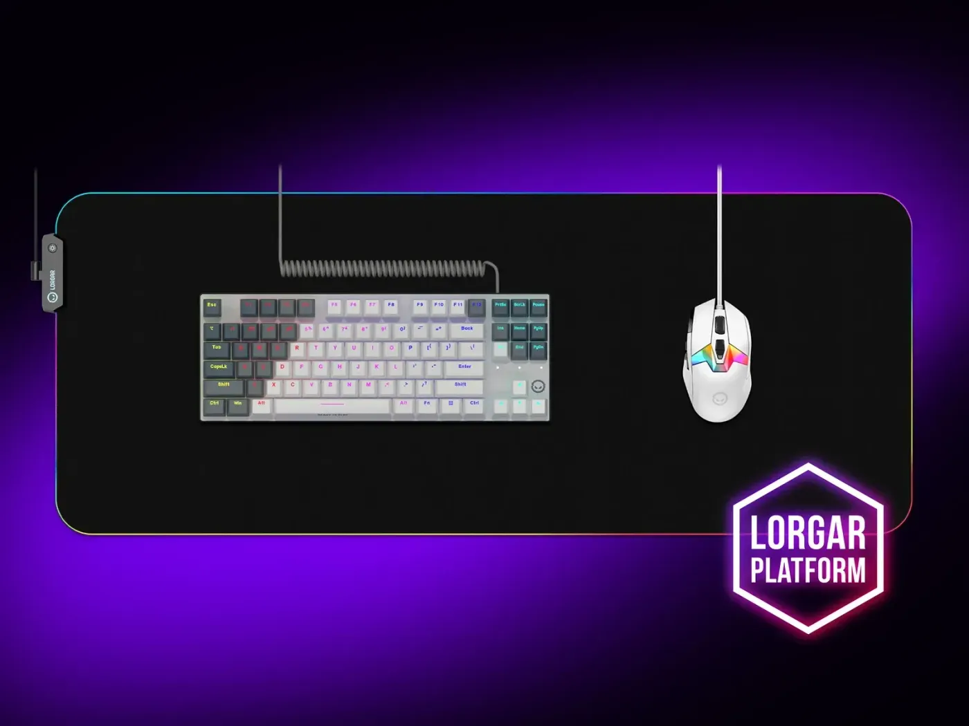 Keyboard displaying customizable RGB lighting synchronized with software