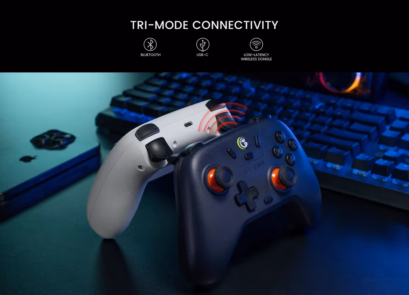 Analog linear triggers on the shoulder of the GameSir Nova Lite