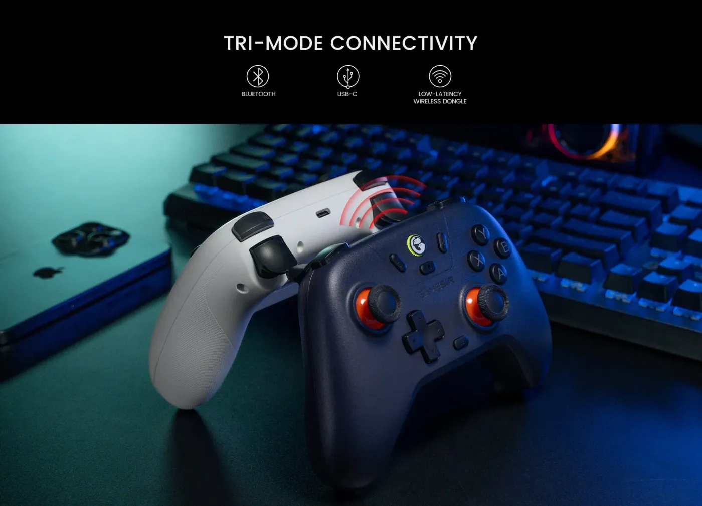 Analog linear triggers on the shoulder of the GameSir Nova Lite