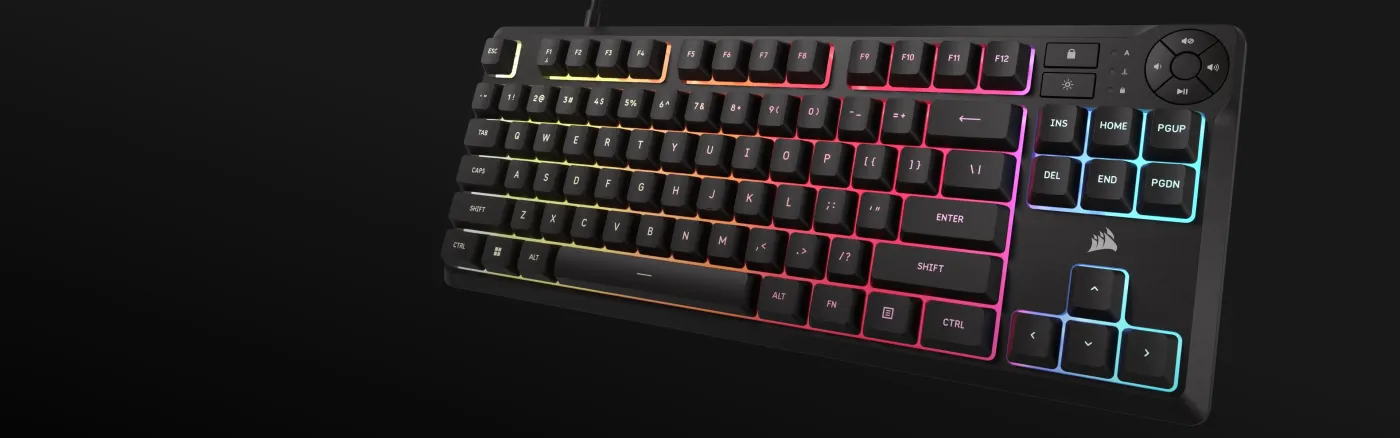 K55 CORE TKL with customizable 8-zone RGB backlighting