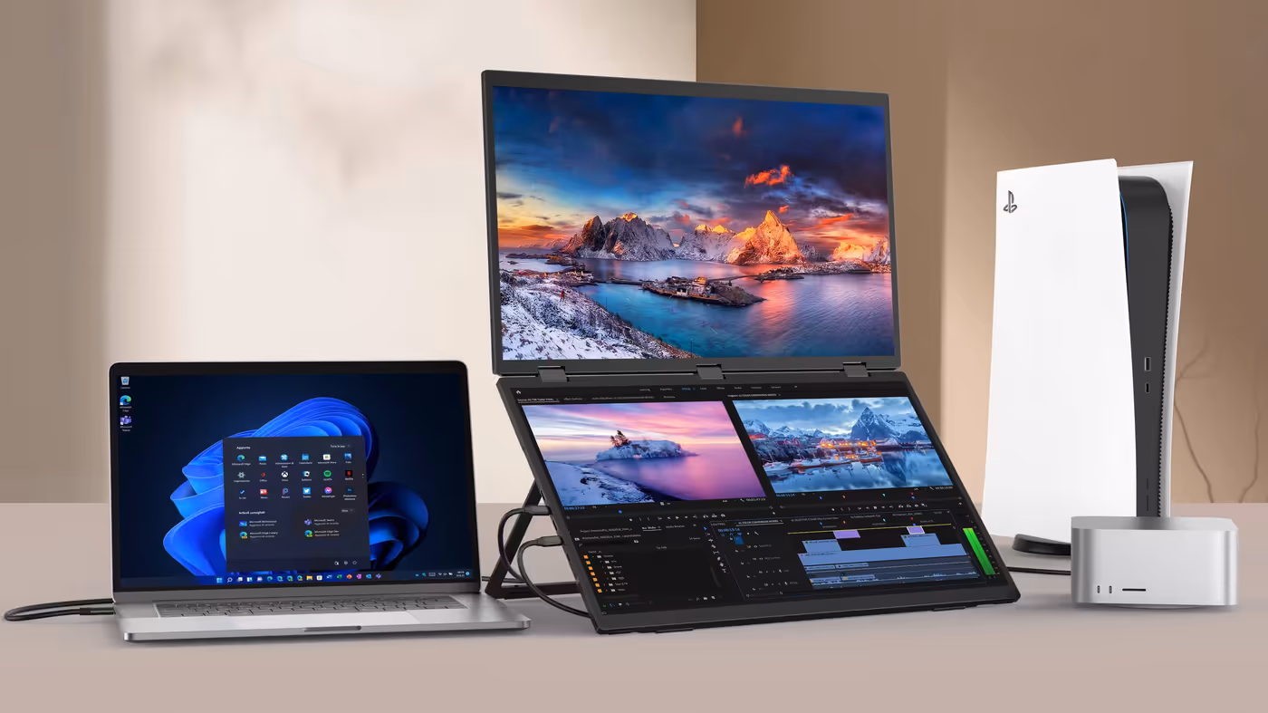 UStation Delta Max 18.5-inch stacked dual screen laptop monitor setup