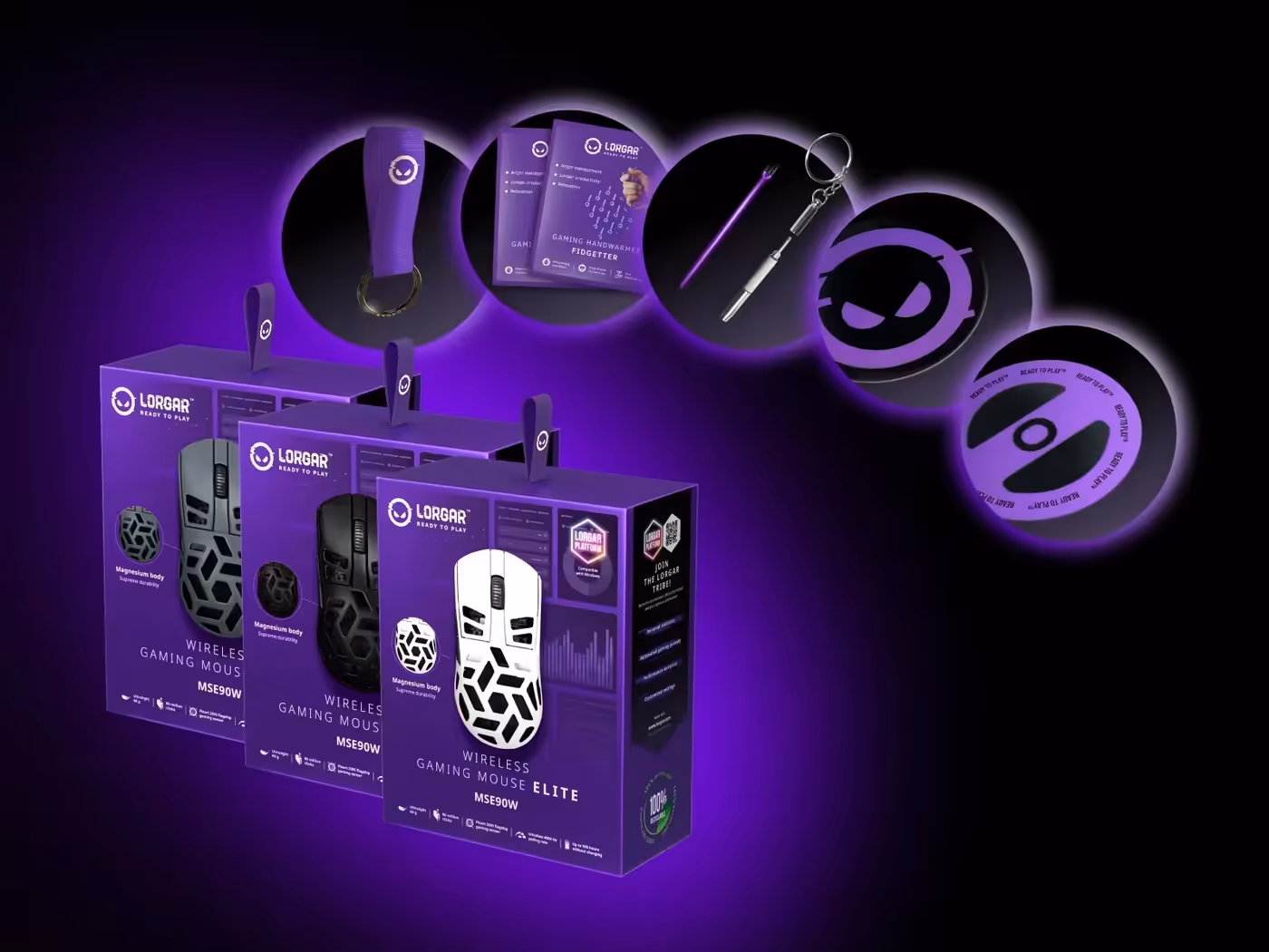 MSE90W box contents with PTFE feet and additional accessories