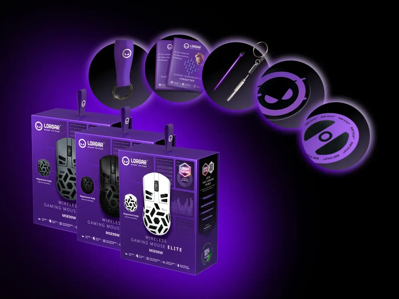 MSE90W box contents with PTFE feet and additional accessories
