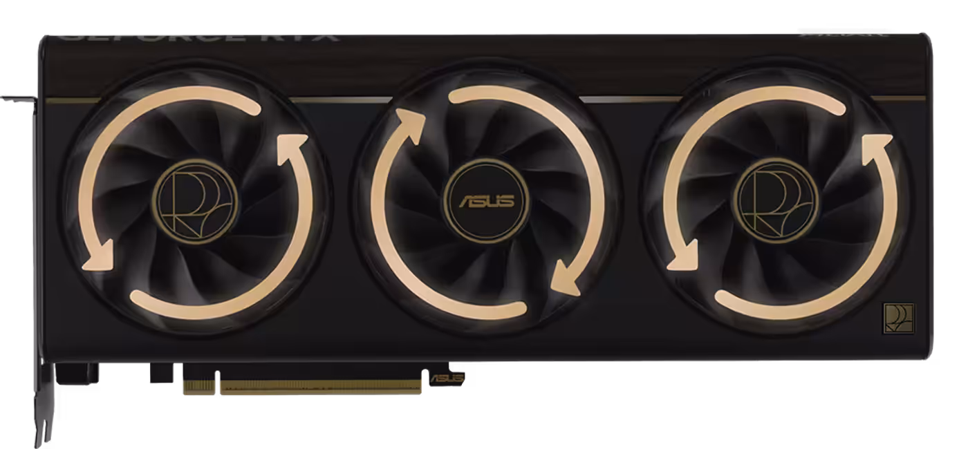 Axial-tech fans rotations illustration of ProArt GeForce RTX 5080 card