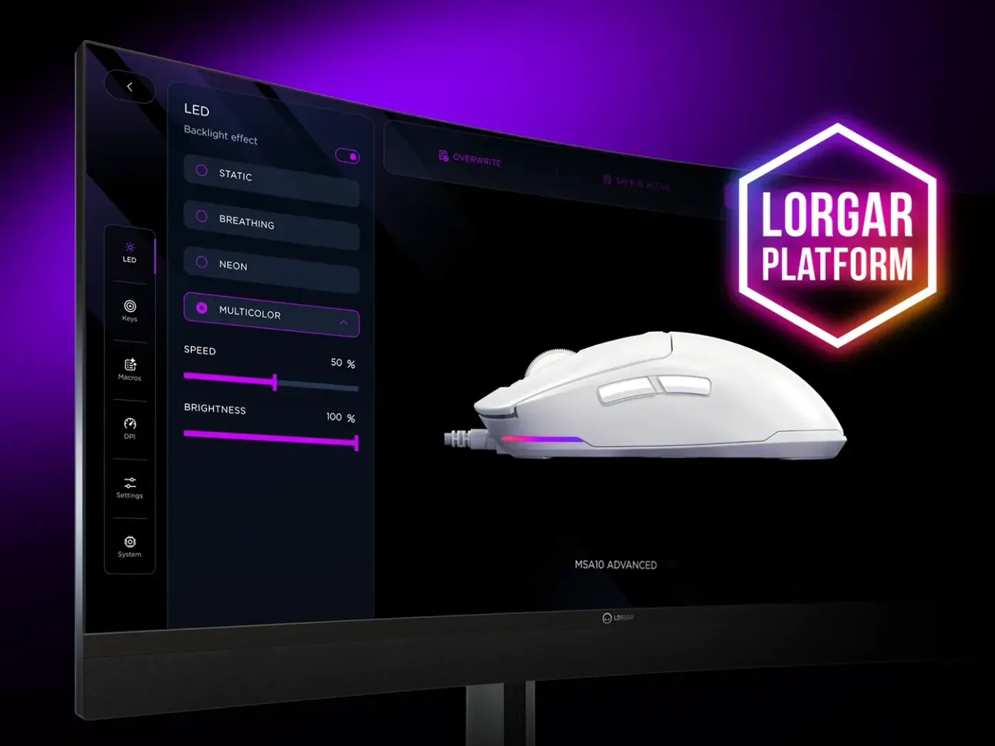 LORGAR software interface for mouse configuration