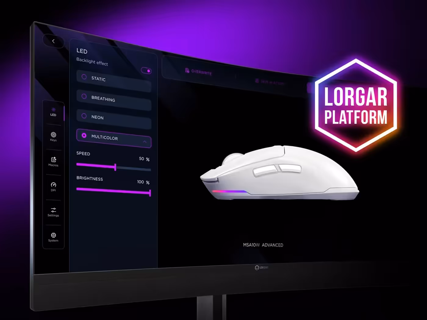 LORGAR PLATFORM software interface for mouse customization