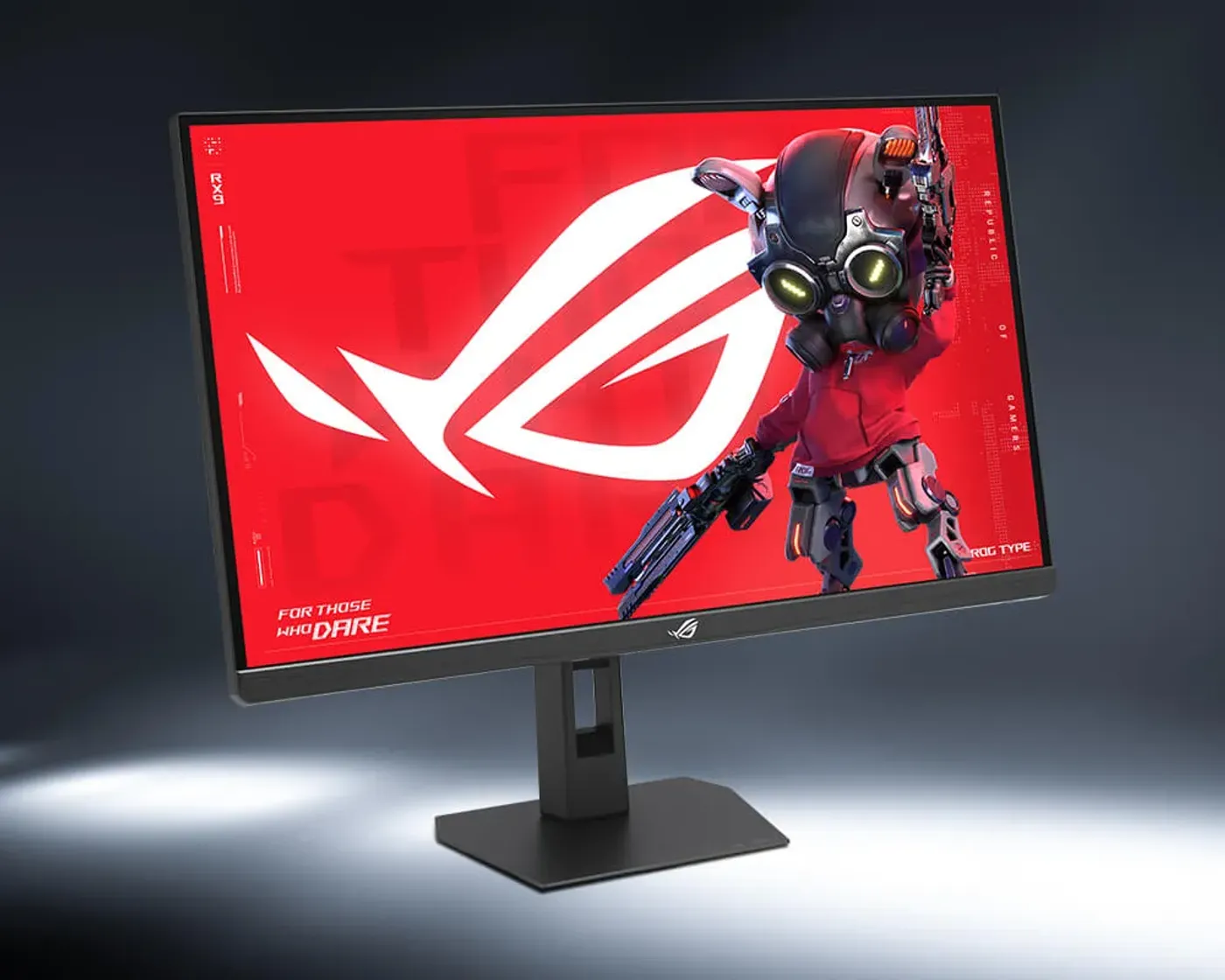The front view to the right of the ROG Strix 5K XG27JCG gaming monitor
