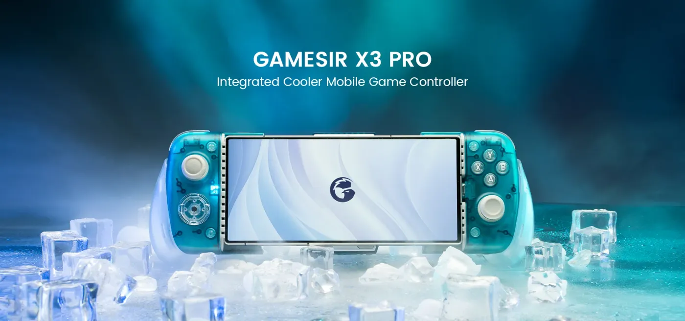 GameSir X3 Pro stretchable mobile controller in white holding a phone