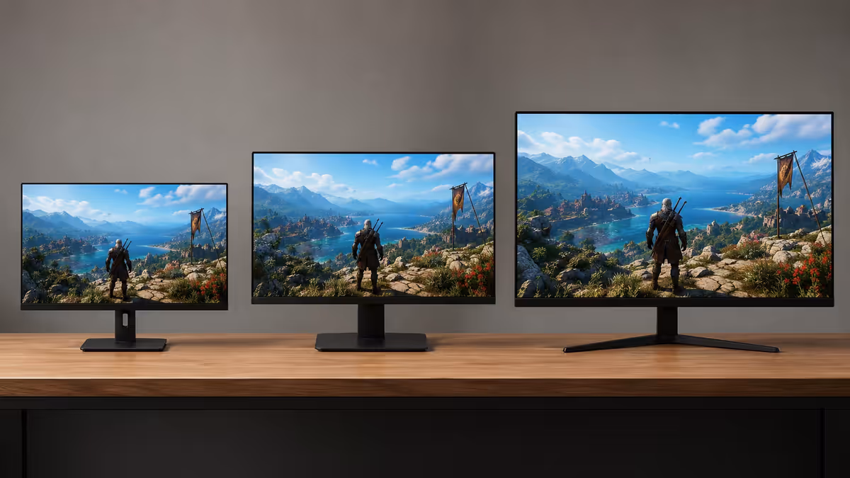 Three monitors side-by-side