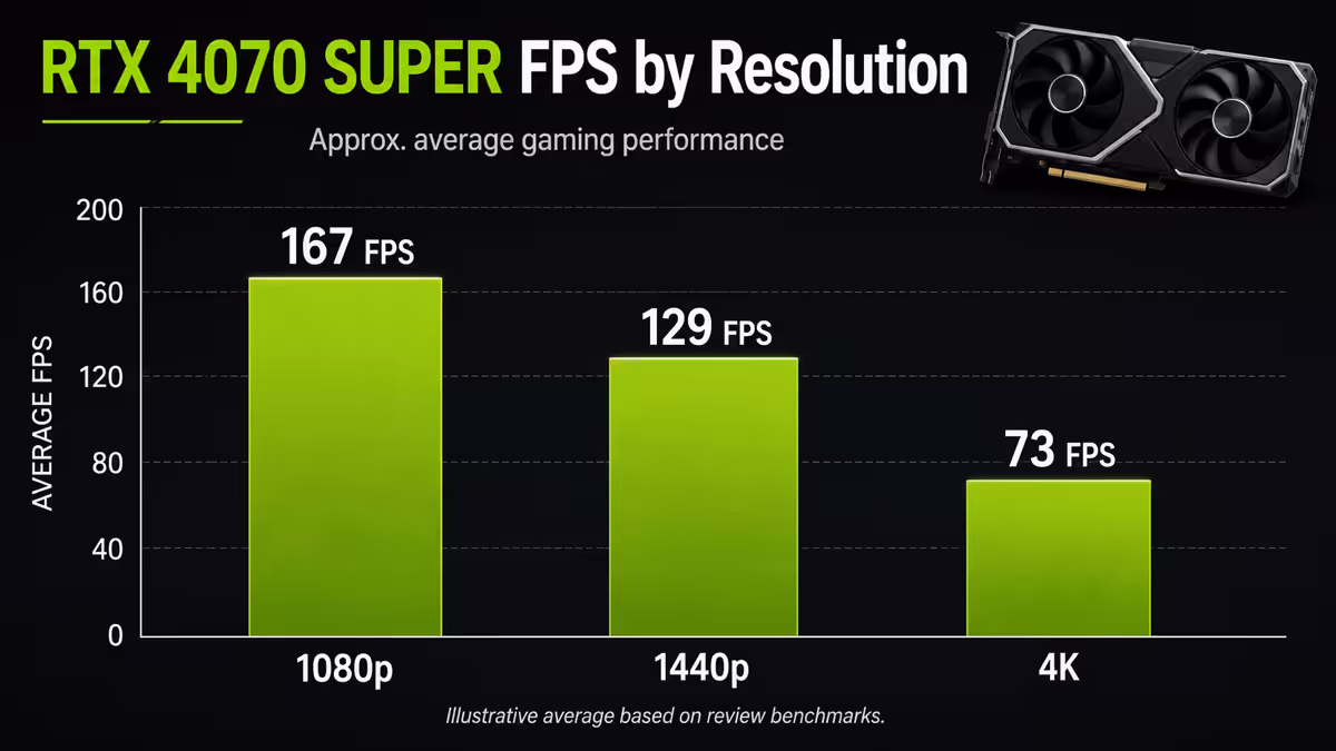 FPS chart: RTX 4070 Super across resolutions