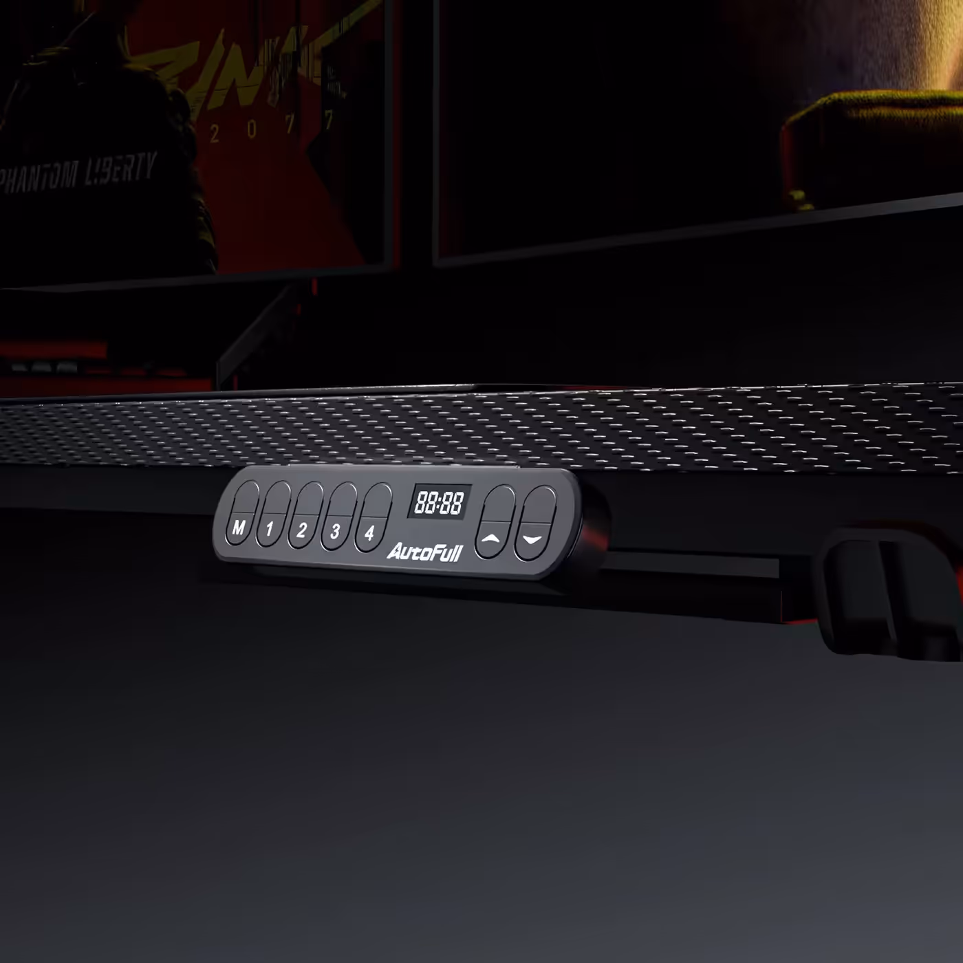 Close-up of the integrated digital control panel with height memory presets