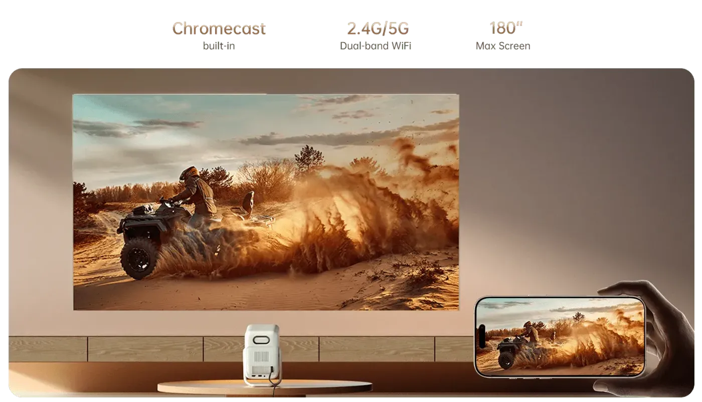 Wireless casting from phone and laptop to projector display