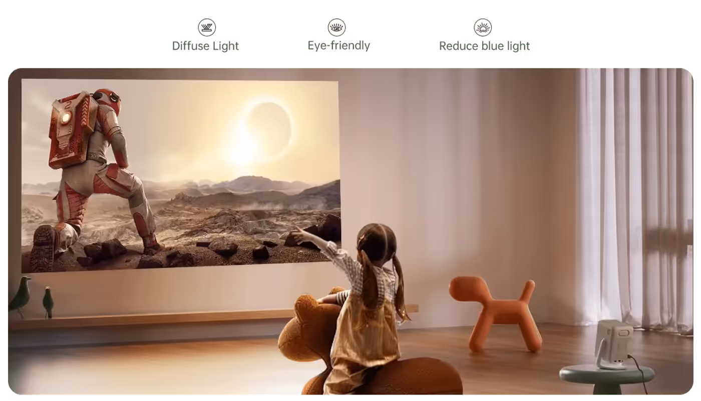 Eye-friendly diffuse reflection display showing family content