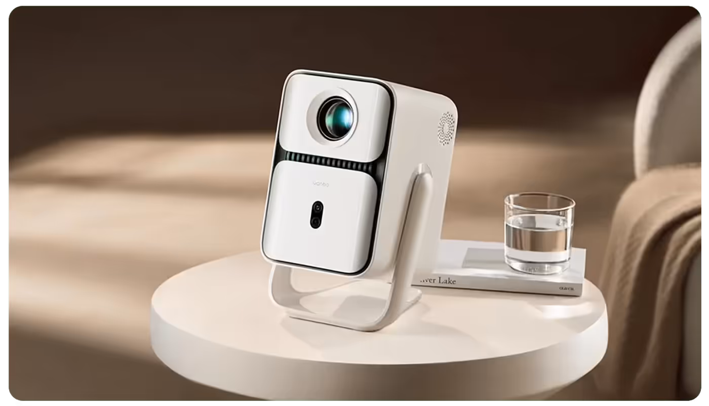 Compact projector with elegant rounded corner design in fresh colors