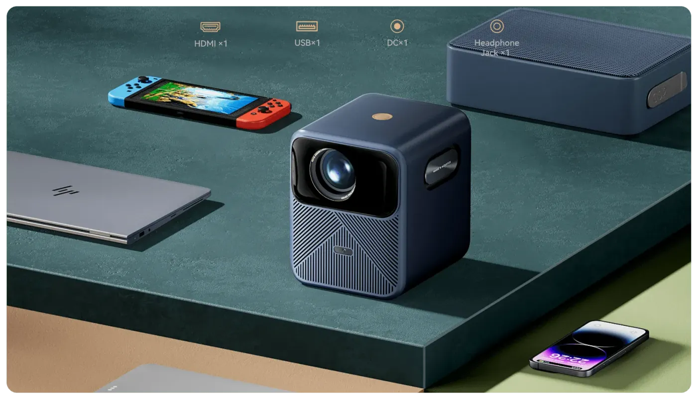 Comprehensive connectivity ports including HDMI, USB, and 3.5mm headphone jack