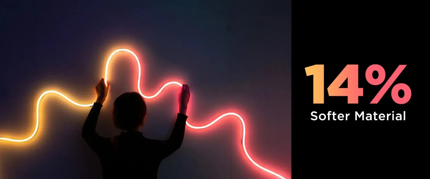 Bend clips holding the neon strip light around a corner