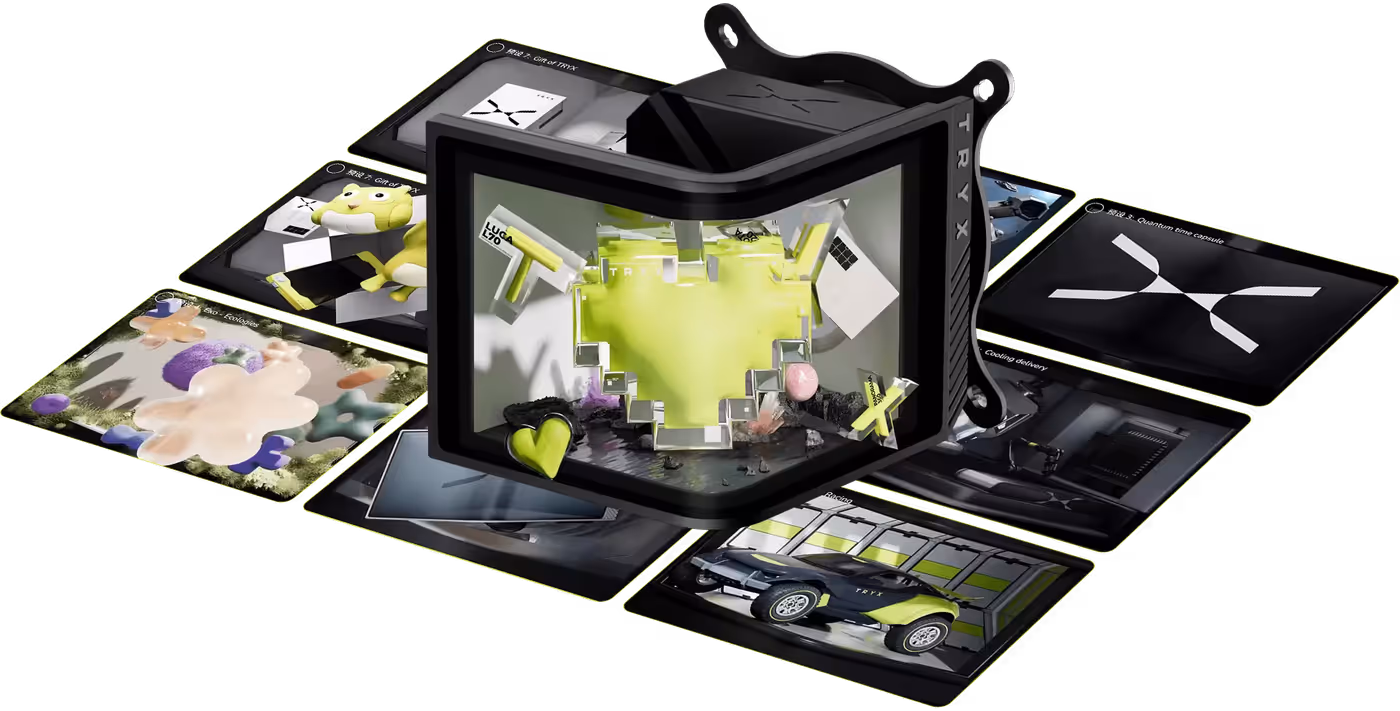 Display showcasing the KANALI 3D content library and visual features