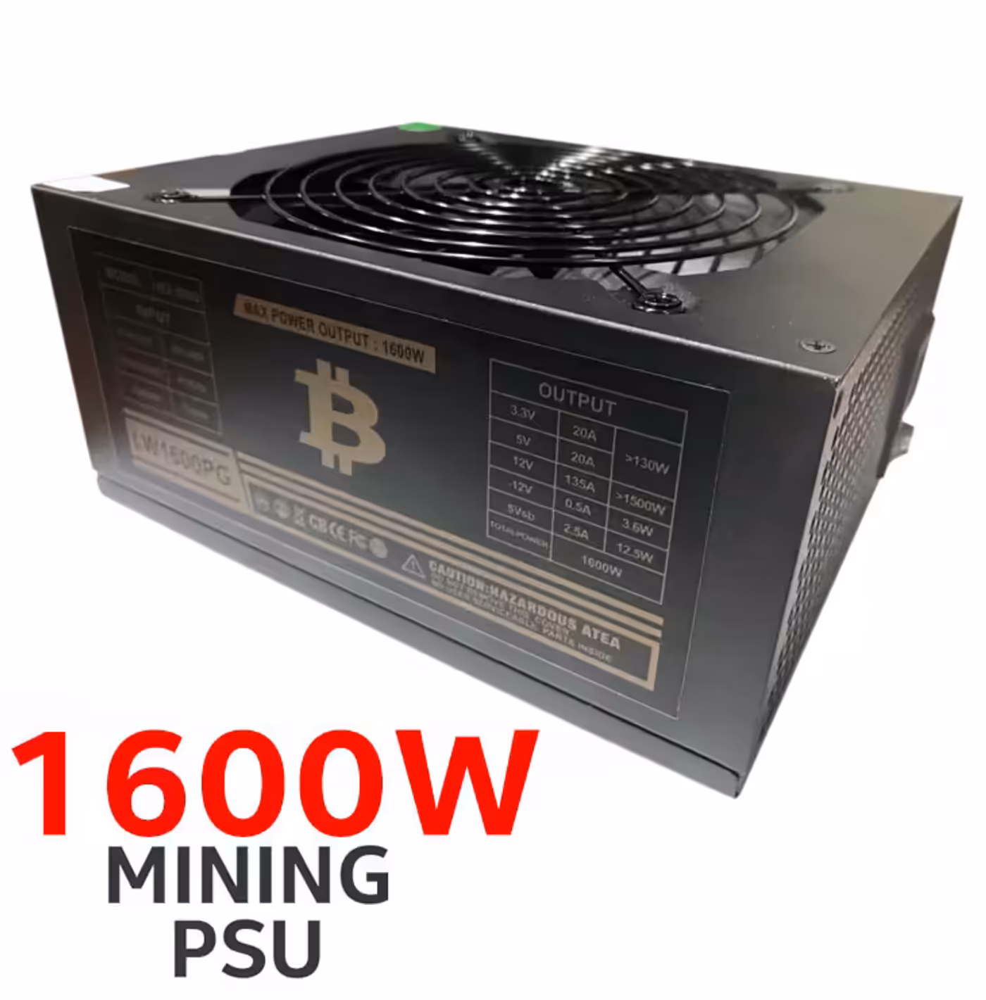 1600W high performance mining power supply unit shown from the front