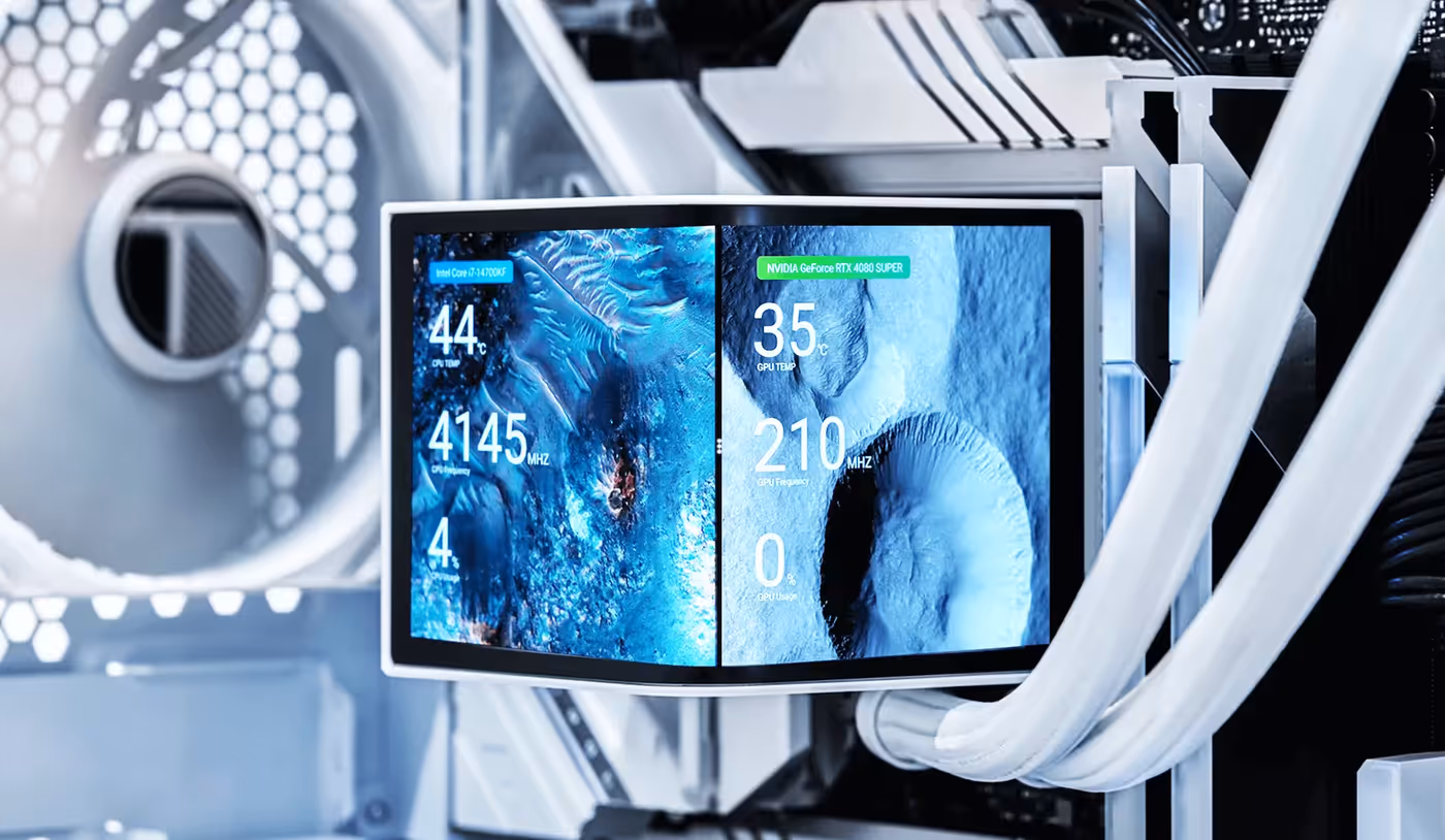 Split-screen capability displaying different formats on the same display