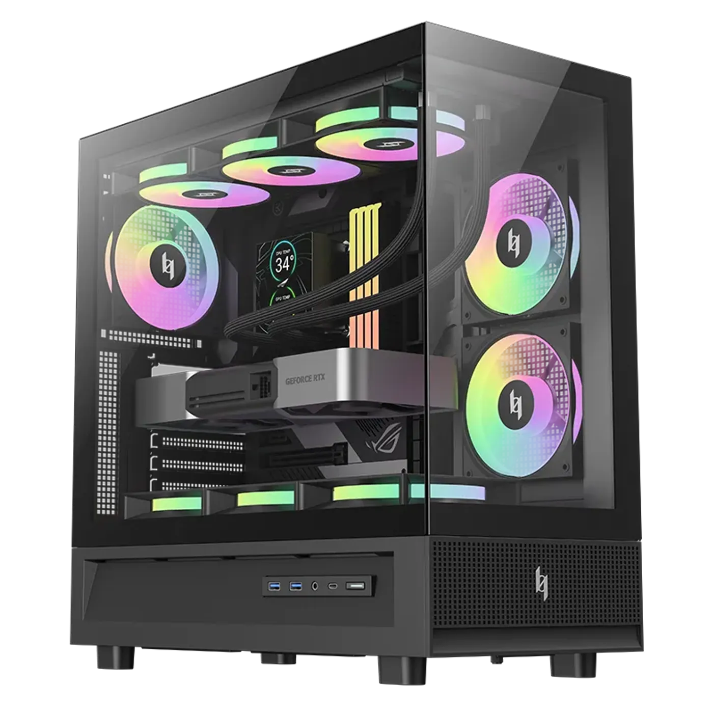 Tempered glass panels showing 270° panoramic interior view