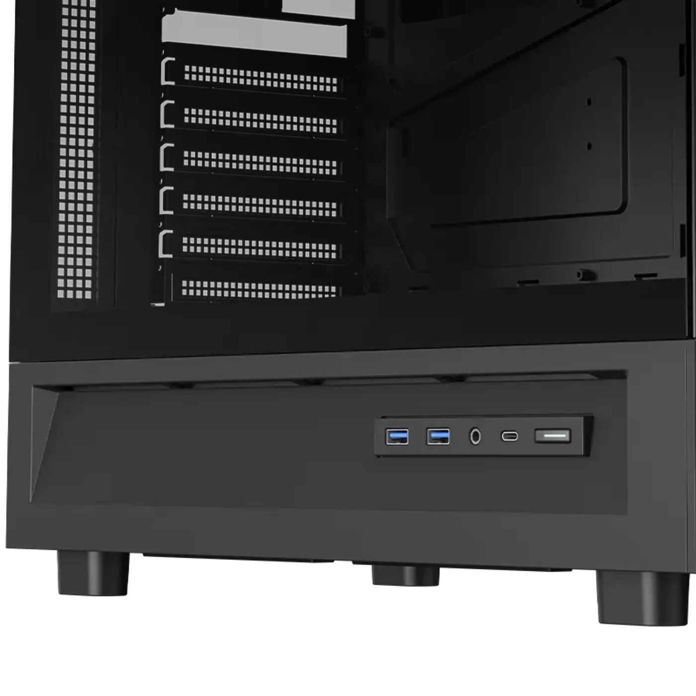 I/O panel with geometric cutting and modern sleek design