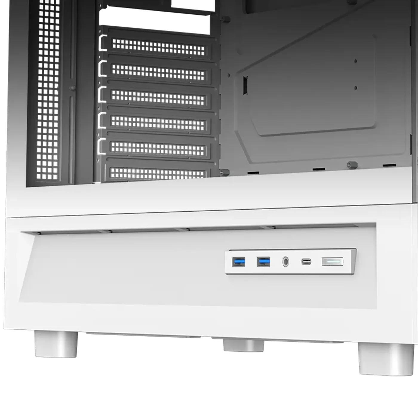 NEX C51 WH geometric-cut I/O panel with modern design aesthetic