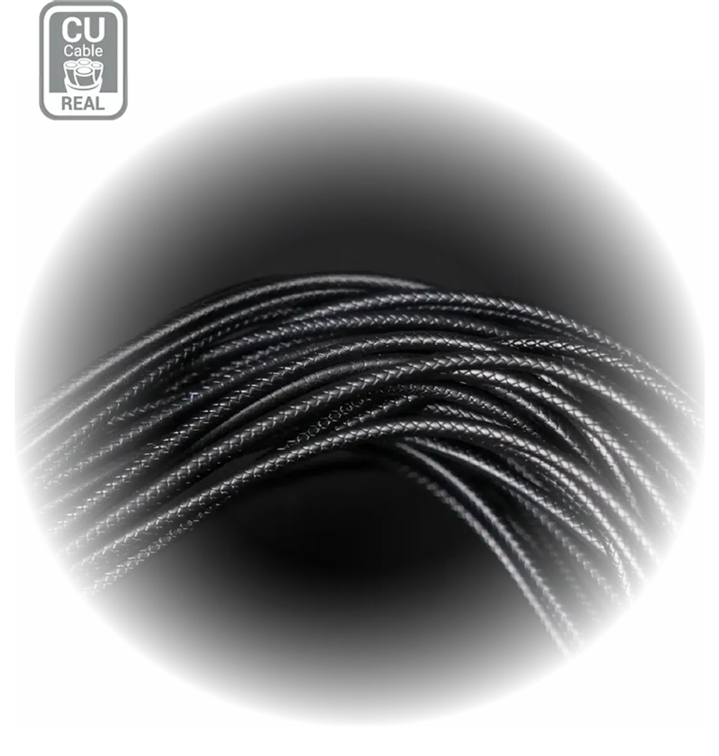 100% pure copper cables with embossed texture for clean cable routing