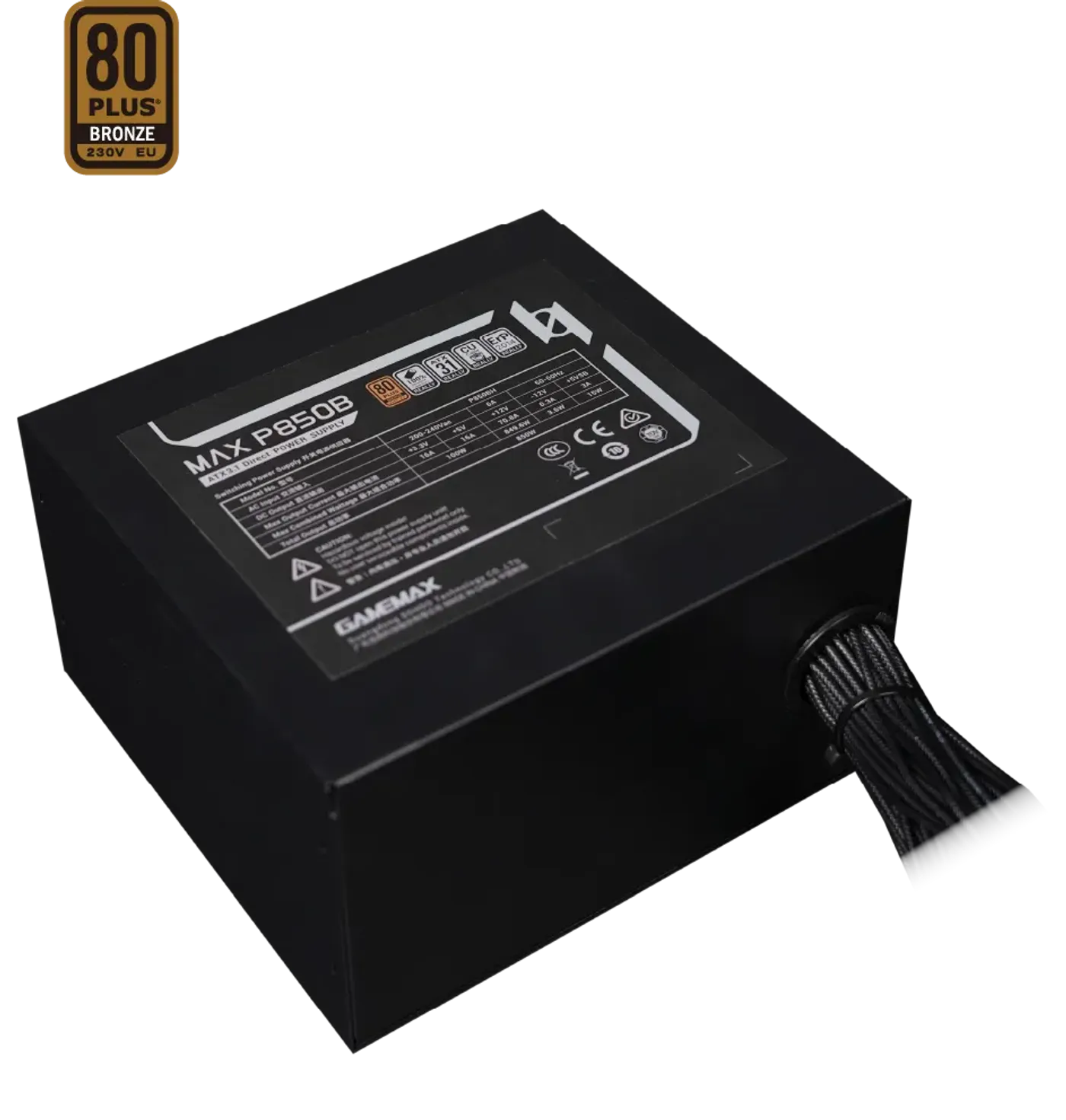80 PLUS Bronze certified power supply unit for efficient gaming performance