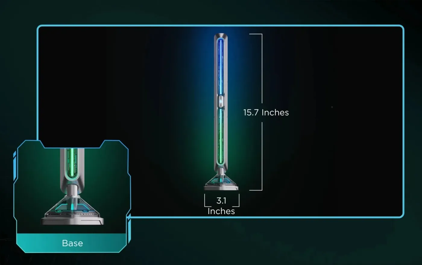 Counterweight base design ensuring stable light bar positioning