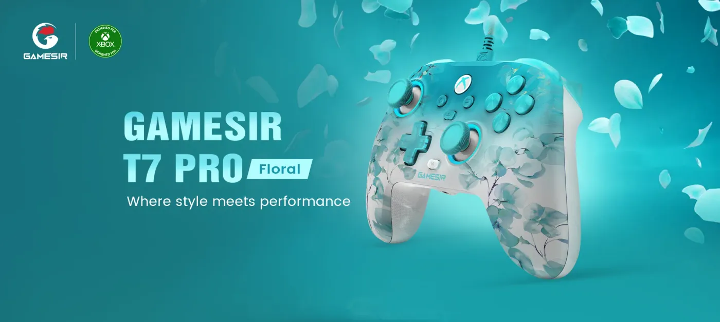 GameSir T7 Pro wired Xbox controller in the Floral colourway
