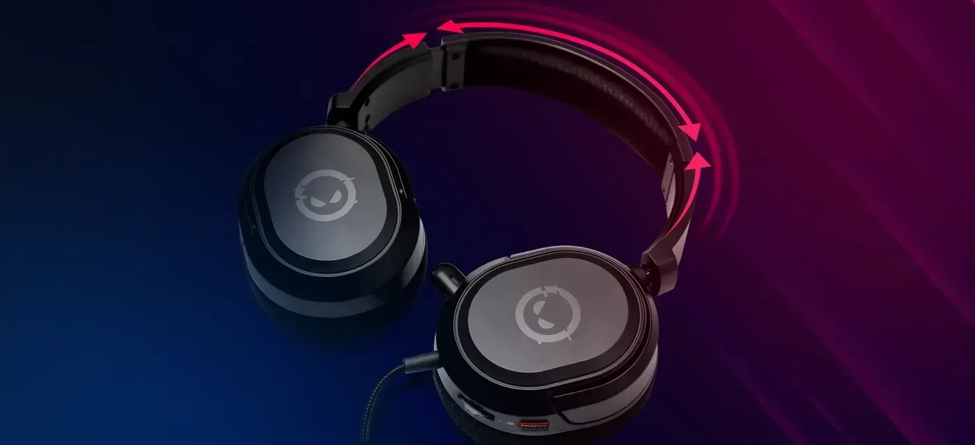 Kaya 360 gaming headset showcasing gunmetal design and adjustable headband