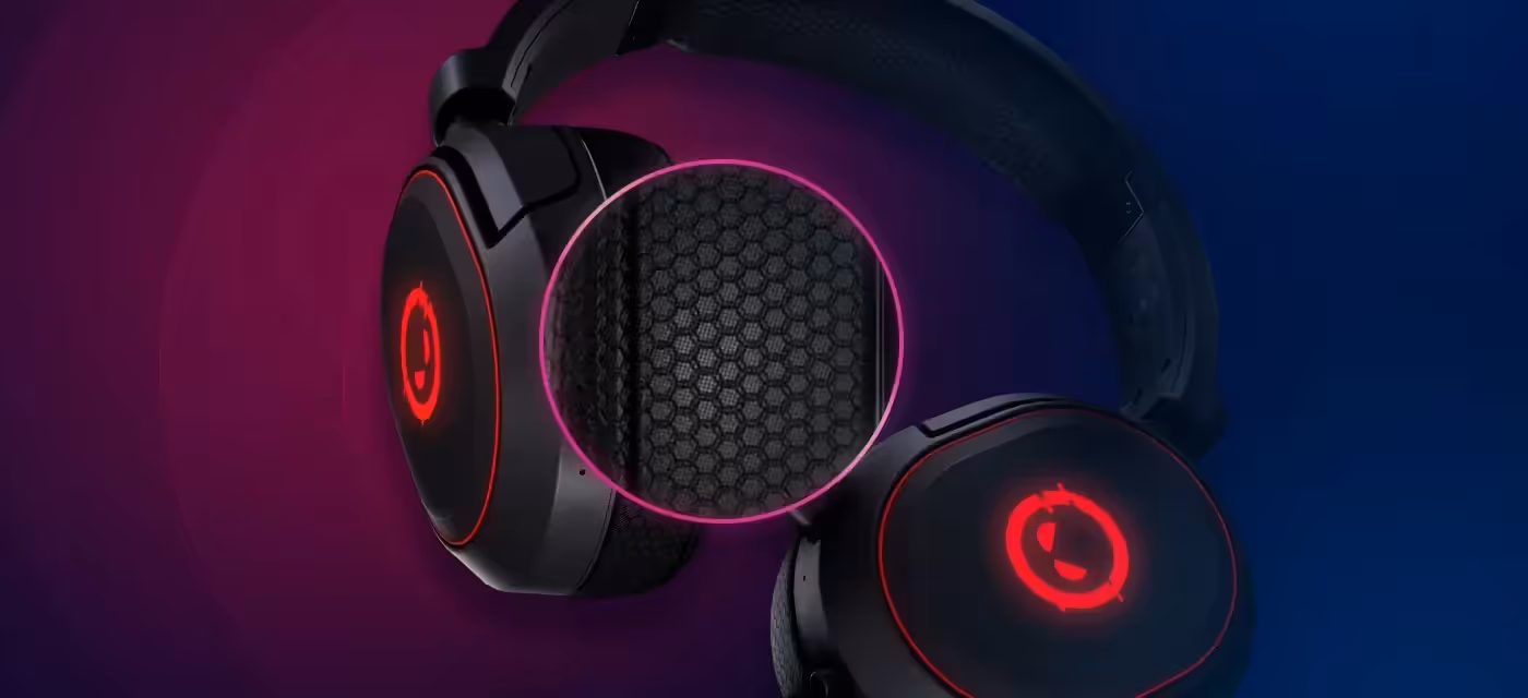 Rotating earcups and fabric ear pads on Pro Kaya 460 headset