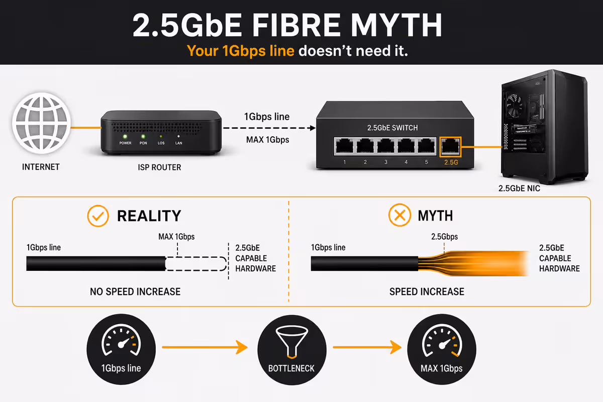 The fibre myth - your 1 Gbps line doesn't need 2.5GbE